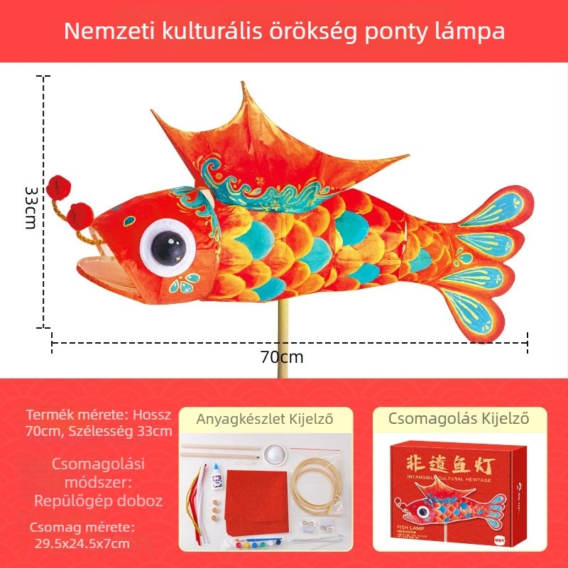 Mr. Toy DIY papírlámpa készlet – hal motívummal, kézzel készített, hordozható lámpás a tavaszi fesztiválhoz
