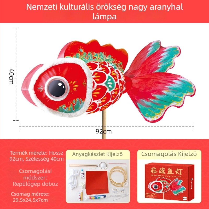 Mr. Toy DIY papírlámpa készlet – hal motívummal, kézzel készített, hordozható lámpás a tavaszi fesztiválhoz