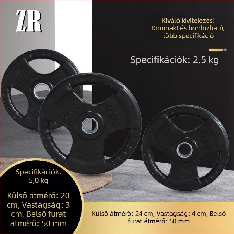 Gumírozott bevonat öntöttvas súlytárcsa a rúdhoz, 2,5 kg, 5 cm-es lyukkal