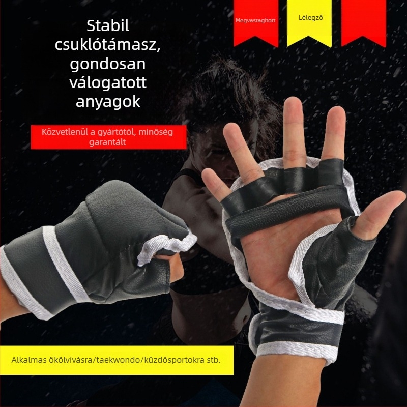 Edzésre szánt boxkesztyű Split-Knuckle, fél ujjú kialakítás, alkalmas homokzsákos és sanda edzéshez