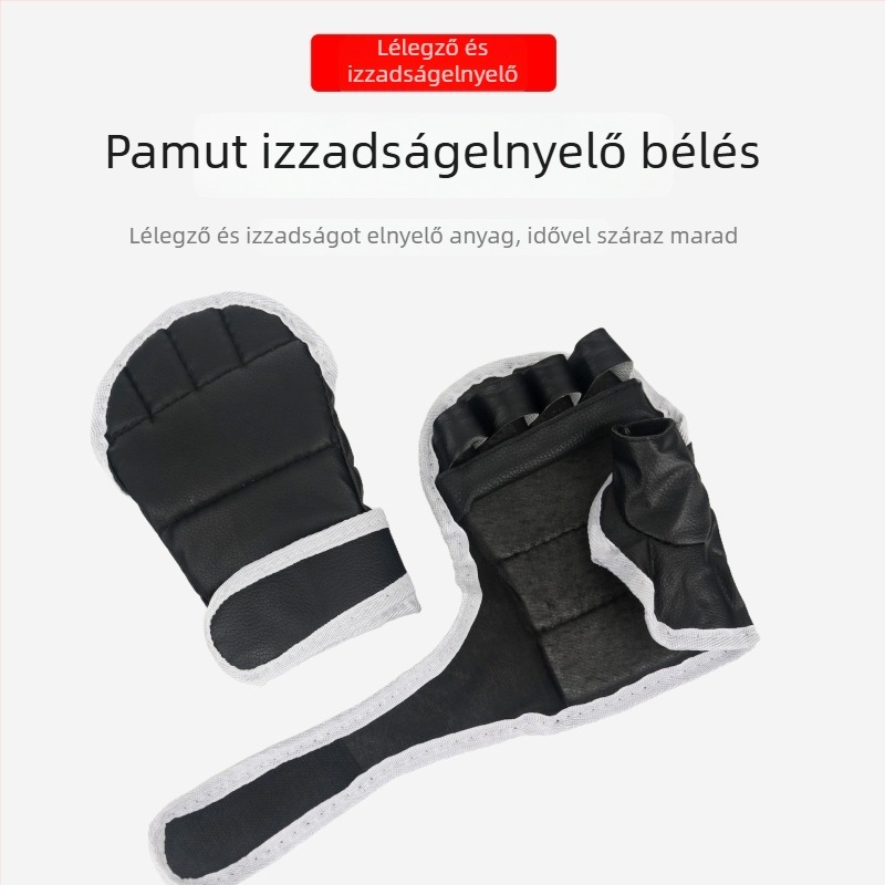Edzésre szánt boxkesztyű Split-Knuckle, fél ujjú kialakítás, alkalmas homokzsákos és sanda edzéshez
