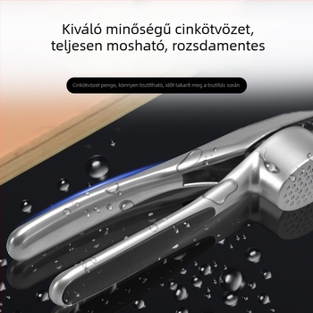 Cinkötvözet fokhagyma nyomó és fokhagyma hámozó, kézi konyhai eszköz