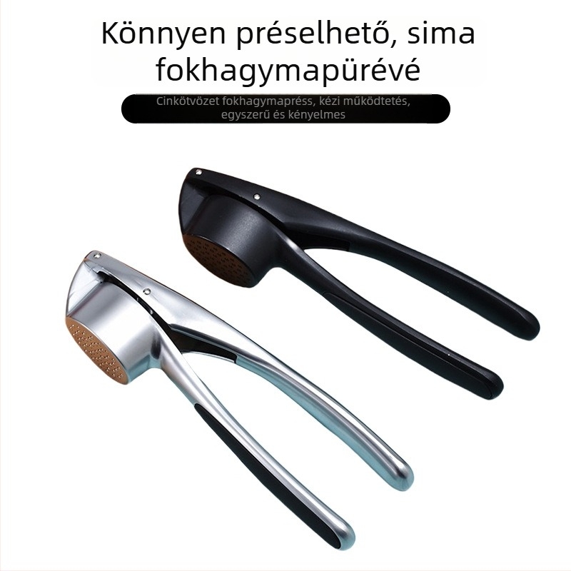 Cinkötvözet fokhagyma nyomó és fokhagyma hámozó, kézi konyhai eszköz