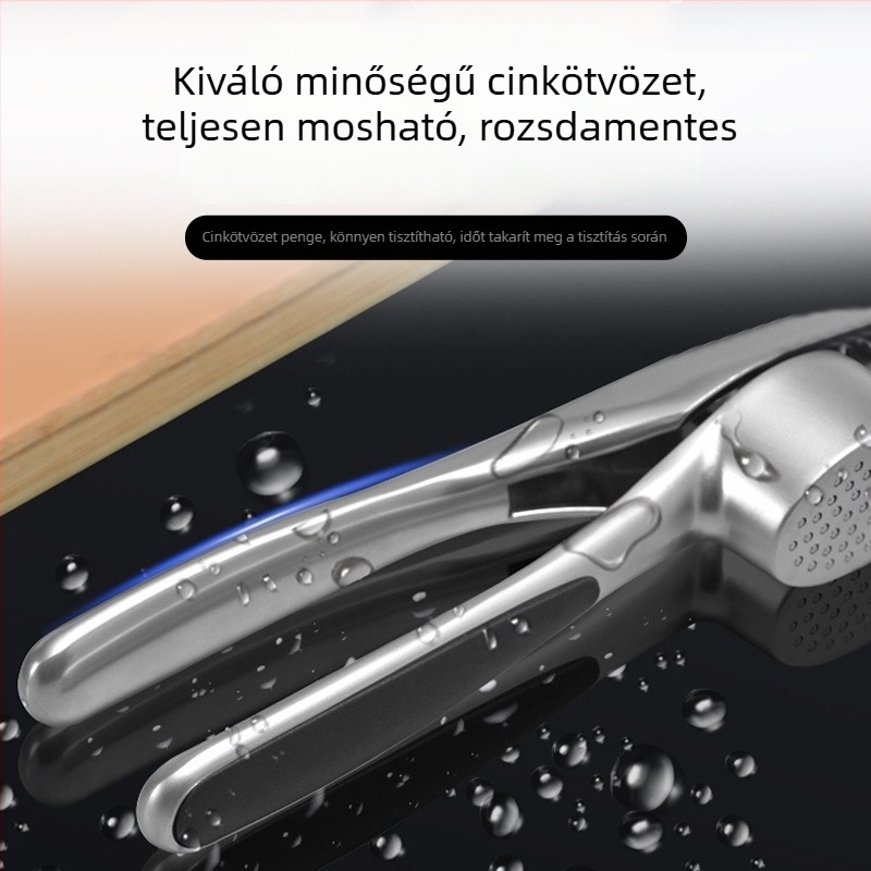 Cinkötvözet fokhagyma nyomó és fokhagyma hámozó, kézi konyhai eszköz
