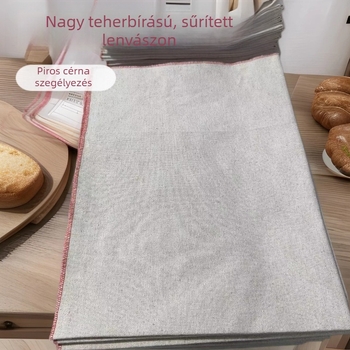Nagy teherbírású len kendő kovászos tészta fermentációjához piros fonalas szegéllyel