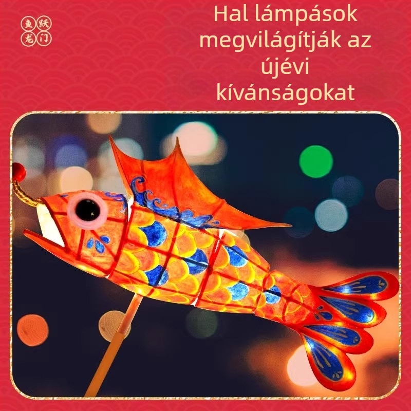 Kínai hagyományos papírlámpa DIY anyagkészlet — kézzel készített ponty lámpa gyermekeknek