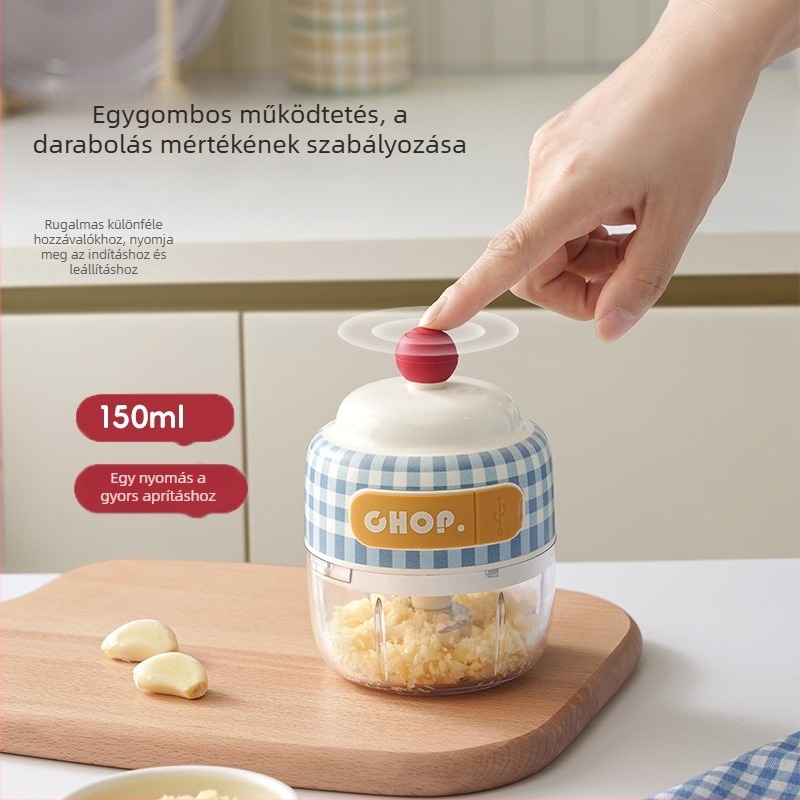 Elektromos mini fokhagyma nyomó és daráló – otthoni használatra, babák számára készült étel-előkészítő, fokhagyma daráló és keverő