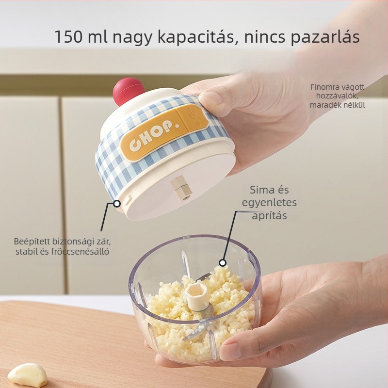 Elektromos mini fokhagyma nyomó és daráló – otthoni használatra, babák számára készült étel-előkészítő, fokhagyma daráló és keverő