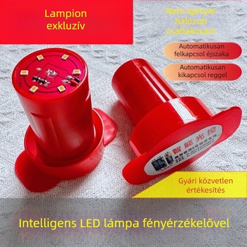Akkumulátorról működő piros LED-lámpás, vízálló, fényérzékelővel és távirányítóval