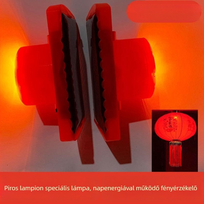 Akkumulátorról működő piros LED-lámpás, vízálló, fényérzékelővel és távirányítóval