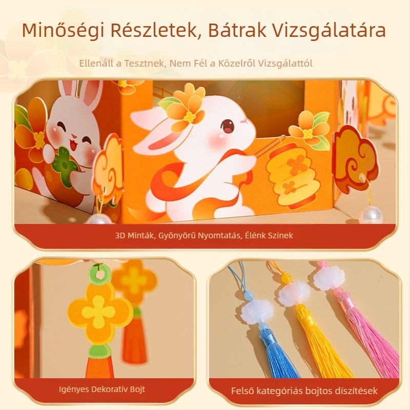 DIY Mid-Autumn Lámpás – nyuszi antik stílusban, kis palotai lámpás gyerekeknek, 2025 új modell