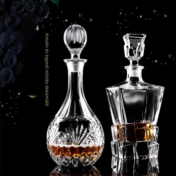 Kristályos üvegű dekantáló fedéllel – borhoz és whiskeyhez