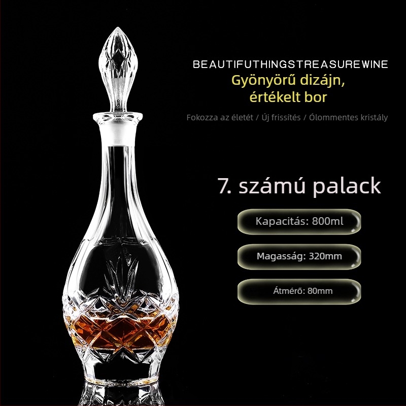 Kristályos üvegű dekantáló fedéllel – borhoz és whiskeyhez