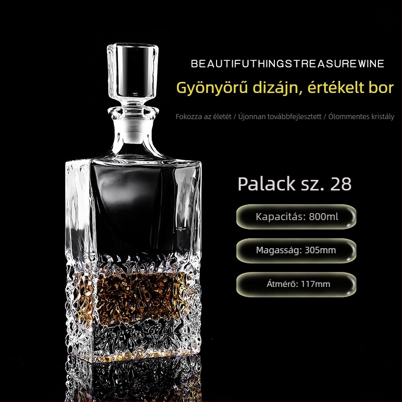 Kristályos üvegű dekantáló fedéllel – borhoz és whiskeyhez