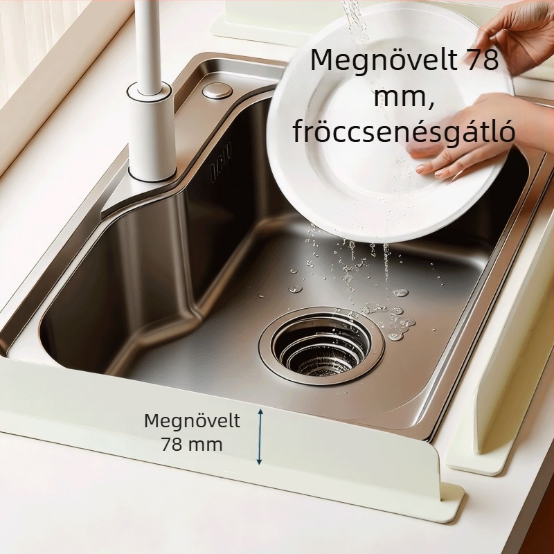 Szilikon mosogató spriccfogó, kiemelt éllel és vízmegtartó lemezzel, mosogató elválasztó, könnyen tisztítható