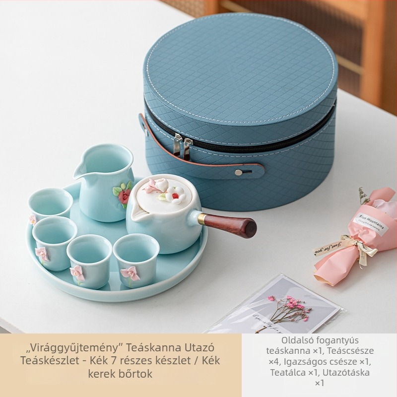 Porcelán teáskészlet kültéri használatra: teáskanna és teáscsésze