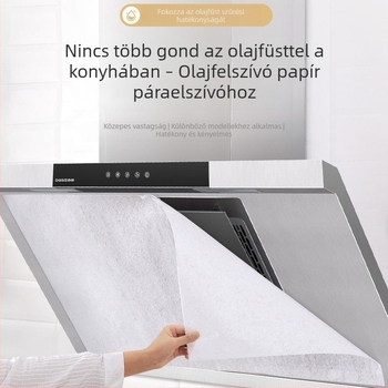 Konyhai páraelszívó olajmentesítő szűrőmembrán, nemszőtt olajfelszívó matrica, 48 cm x 10 m