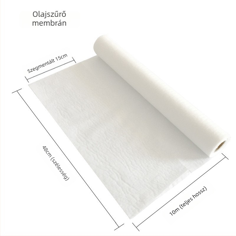 Konyhai páraelszívó olajmentesítő szűrőmembrán, nemszőtt olajfelszívó matrica, 48 cm x 10 m
