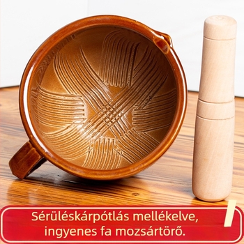 Kerámia fokhagyma mozsár fából készült törővel, közepes méretű, multifunkcionális konyhai grinder