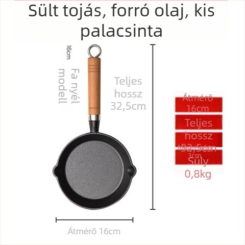 Kis öntöttvas serpenyő forró olajhoz – mély sütéshez, olajöntéshez, sík aljzathoz