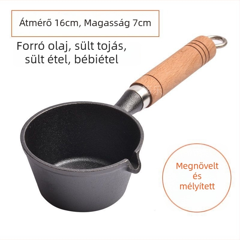 Kis öntöttvas serpenyő forró olajhoz – mély sütéshez, olajöntéshez, sík aljzathoz