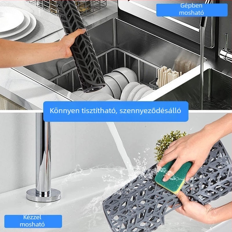 Szilikonból készült mosogató alátét, áttört mintázatú, csúszásmentes, vizet elvezető, hőszigetelő, égési sérülésektől védő, karcolás- és kopásálló