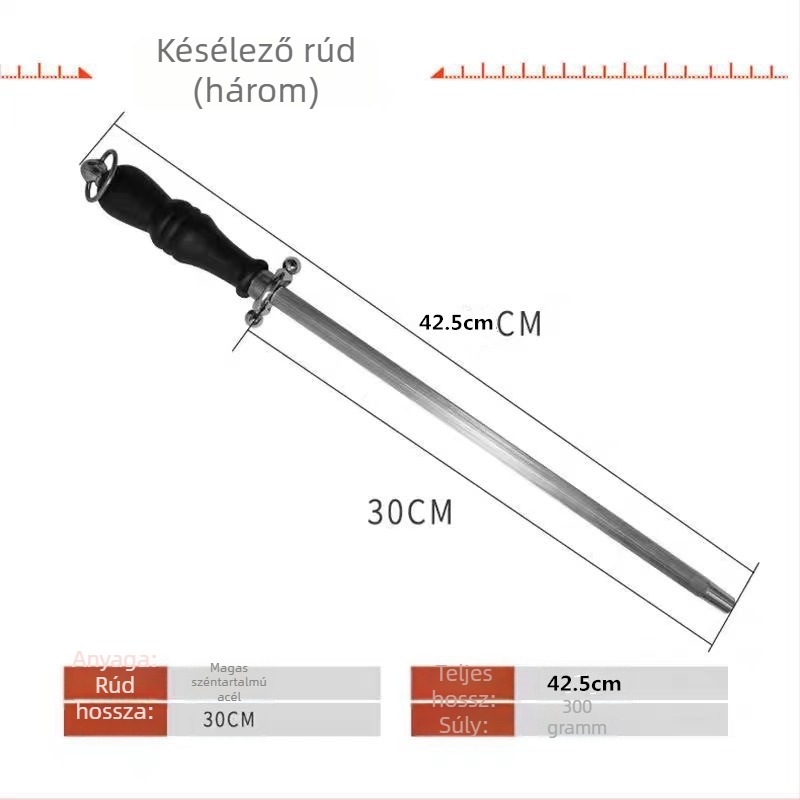 Gyémánt köszörűpálca luxus fogantyúval háztartási és hentes konyhakésekhez - kézi