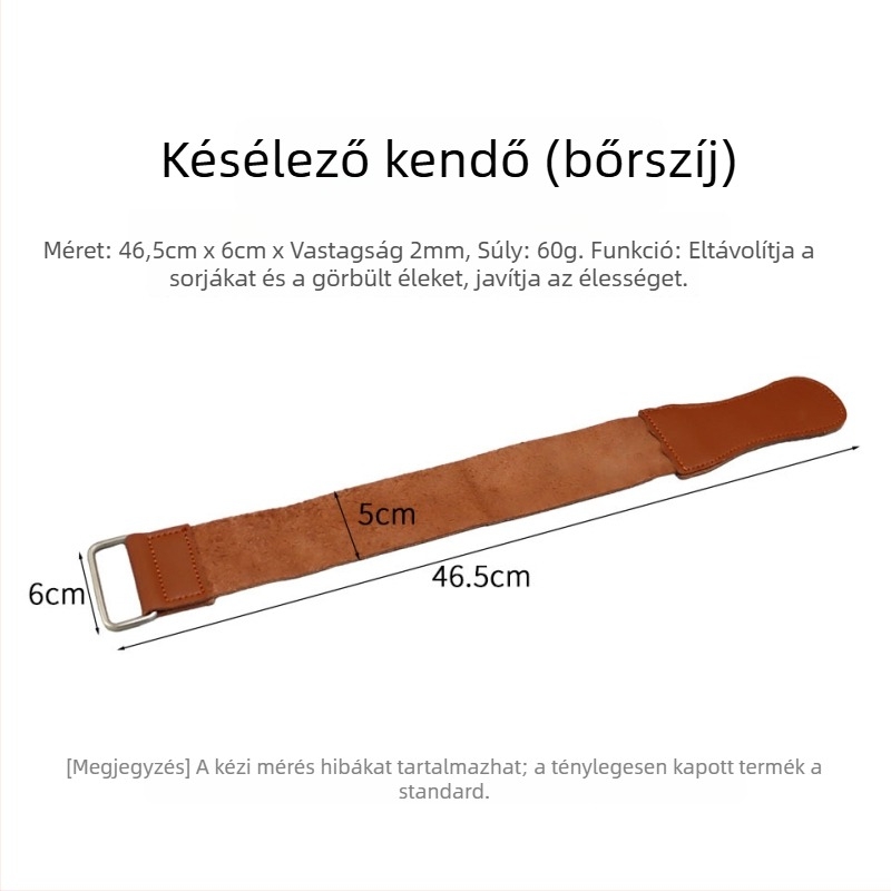 Élező kendő késekre és borotvákra, borjúbőrrel készített kendő az élezéshez, élező kiegészítők régi stílusú borbélyborotvákhoz