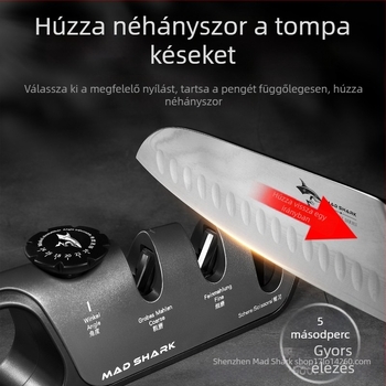 Crazy Shark késélező – háztartási gyors élező eszköz, ollóhoz és konyhai késekhez, rögzített szögű