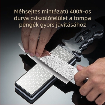 Gyémántos kétoldalú késélező, otthoni használatra, többfunkciós élező kő