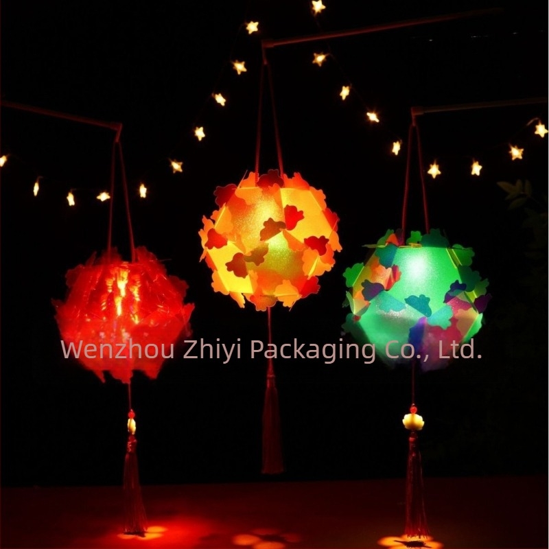 Fénylő gyermek lampion, DIY kézműves színes lampion kínai stílusban, 30 cm átmérő