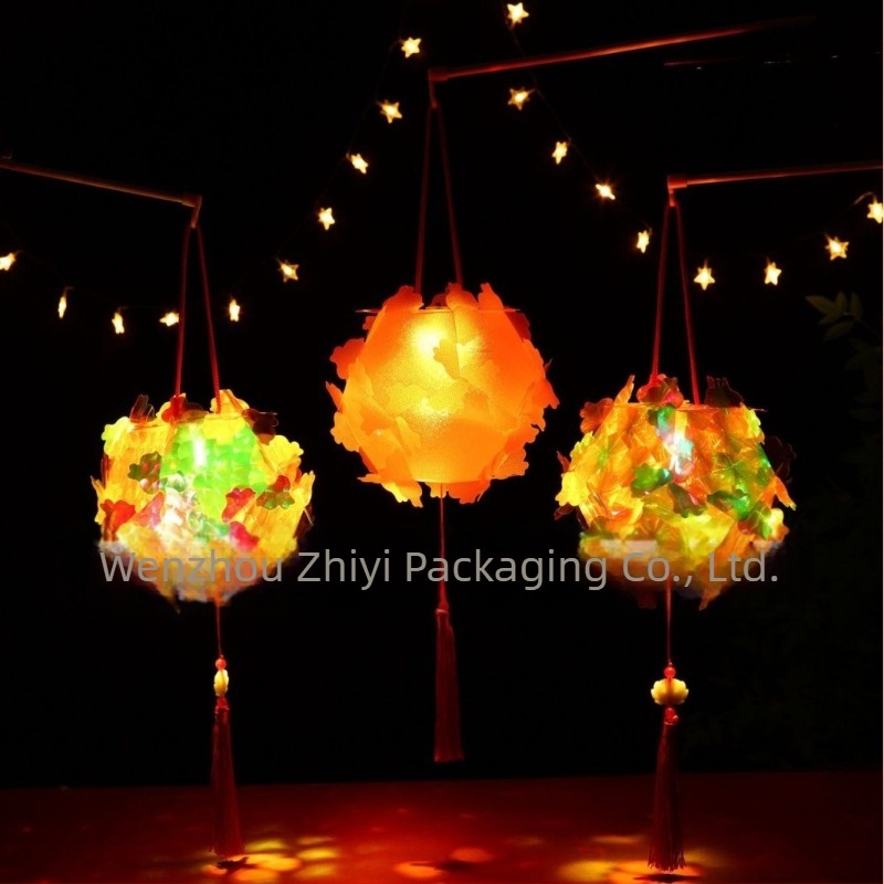 Fénylő gyermek lampion, DIY kézműves színes lampion kínai stílusban, 30 cm átmérő