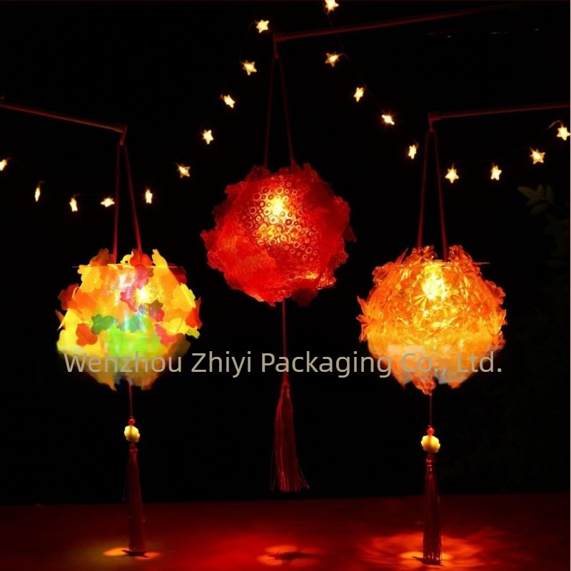 Fénylő gyermek lampion, DIY kézműves színes lampion kínai stílusban, 30 cm átmérő
