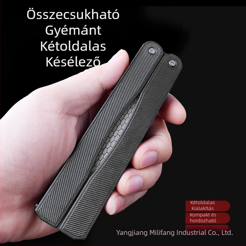Összecsukható gyémántköszörűkő konyhai késekhez és ollókhoz, dupla oldalú élezőfelülettel