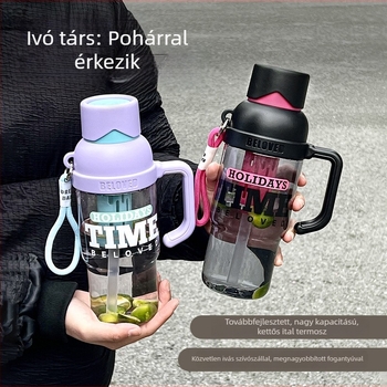 Nyári hordozható tea szeparátorral és szívószállal, uniszex, műanyag sportos palack nagy kapacitású, testreszabható