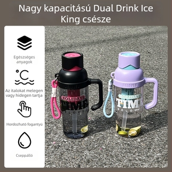 Nyári hordozható tea szeparátorral és szívószállal, uniszex, műanyag sportos palack nagy kapacitású, testreszabható