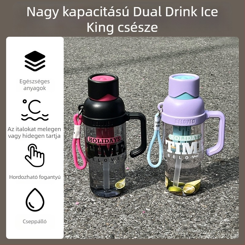 Nyári hordozható tea szeparátorral és szívószállal, uniszex, műanyag sportos palack nagy kapacitású, testreszabható