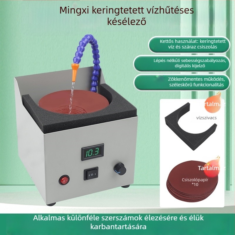 Vízhűtéses automata késélező gép, szalagköszörűvel, késekre és ollókra