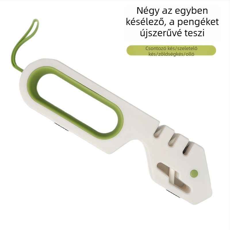 Késélező, többfunkciós csúszásmentes konyhai élező, 4 az 1-ben