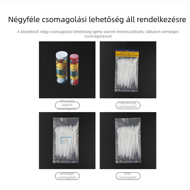 Nylon kábelkötegek, önzáró, 4x200 mm, hidegálló, fehér/fekete, 100 darabos csomag