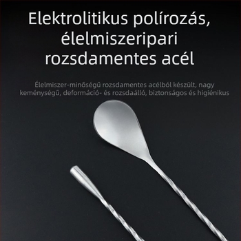 304 rozsdamentes acél bárkanál hosszú nyele, vízcsepp alakú formával, kávéhoz, italokhoz, tejporhoz és tejes teához keverésére