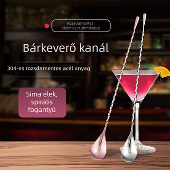 304 rozsdamentes acél bárkanál hosszú nyele, vízcsepp alakú formával, kávéhoz, italokhoz, tejporhoz és tejes teához keverésére