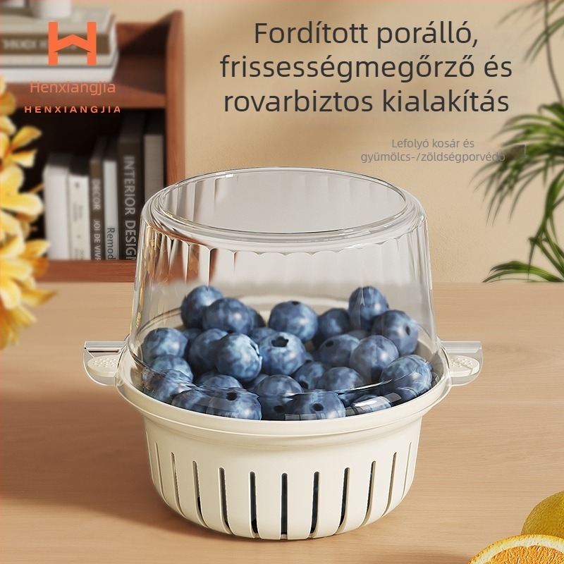 Mini gyümölcs leeresztő kosár, kétszintes, multifunkcionális konyhai szűrő rizs és zöldségek mosásához