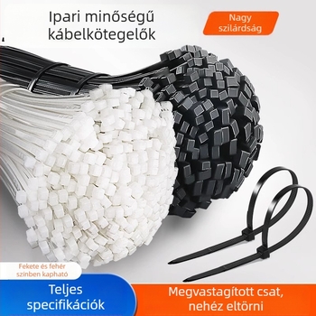 Fekete-fehér önzáró nylon kábelkötegek erős zárással