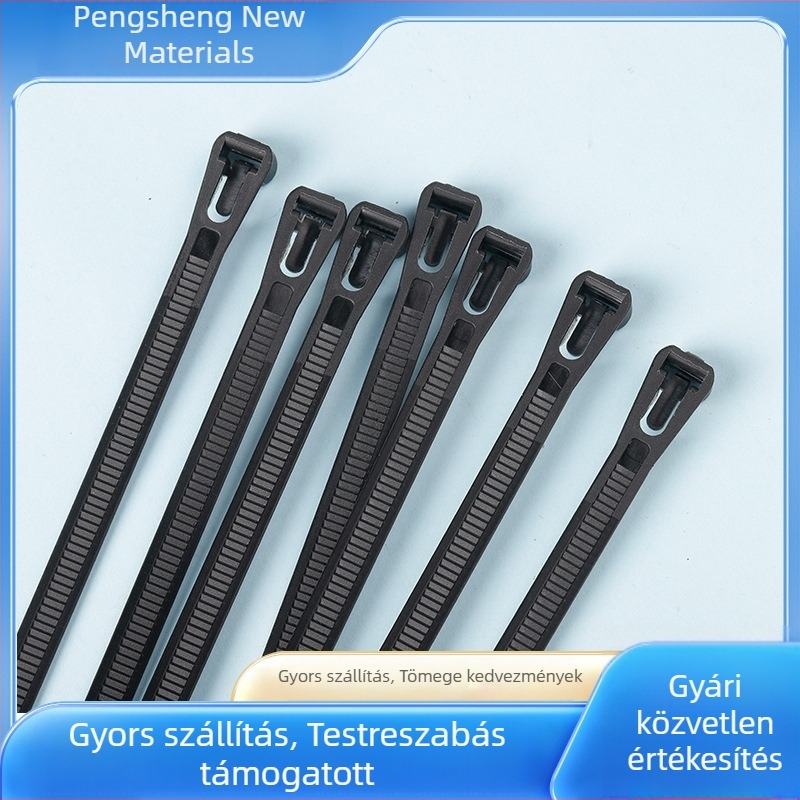 Állítható nylon kábelszorító, fekete-fehér, újrafelhasználható, 1,3 mm, UL94V-2, különböző hosszúságú