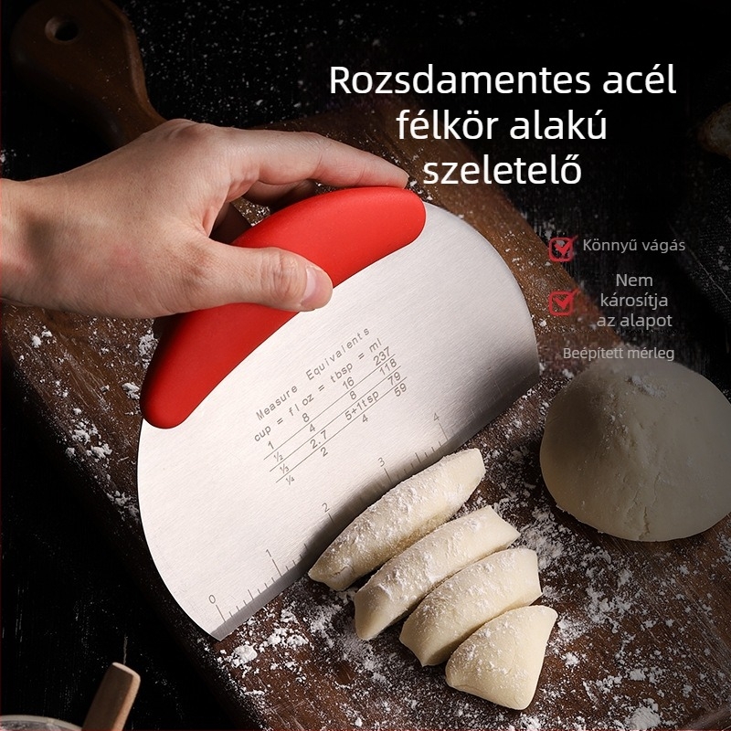Rozsdamentes acél sütőeszközök: torta spatula, krémkés és kaparó süteményekhez és gőzölt zsemlékhez