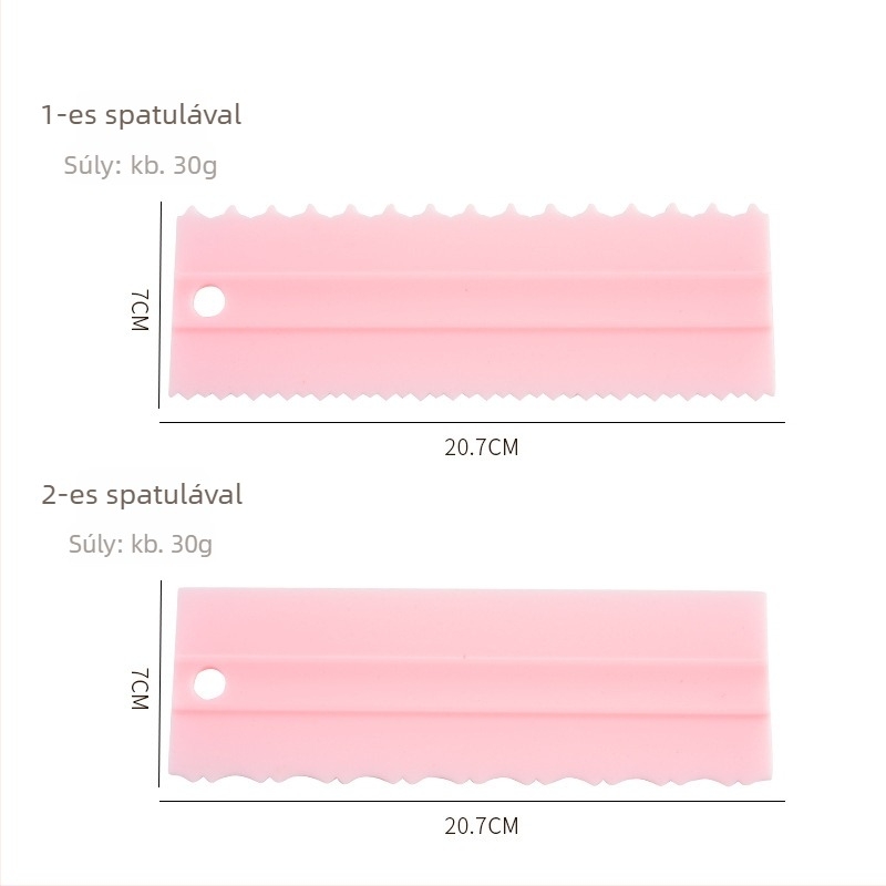Kétoldalas tortakrém-spatula, hosszított fogazott éllel – 4 darabos készlet otthoni sütéshez