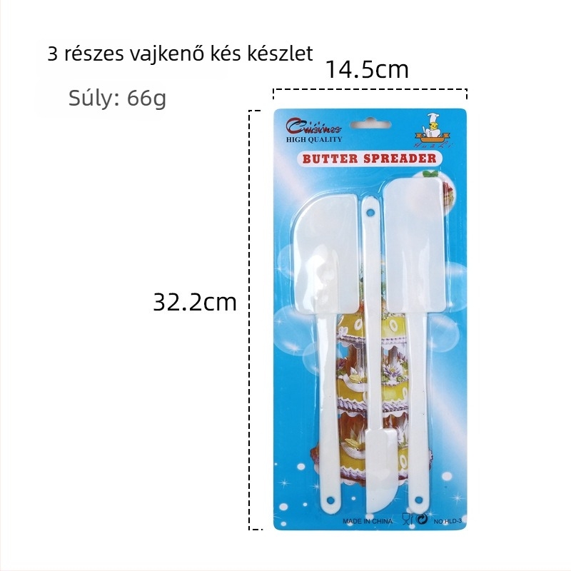 3 darabos sütő spatula készlet — műanyag krém spatulák