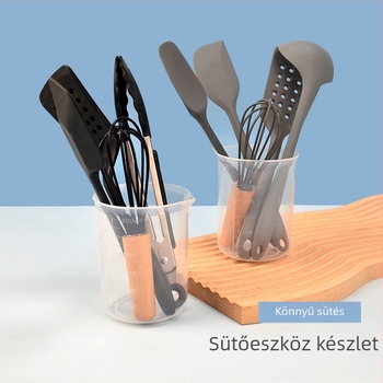Szilikon sütőeszközök készlet, 5 vagy 6 darabos, spatulák, kaparó, olajozó ecset, tojáshabverő, magas hőmérsékletnek ellenálló