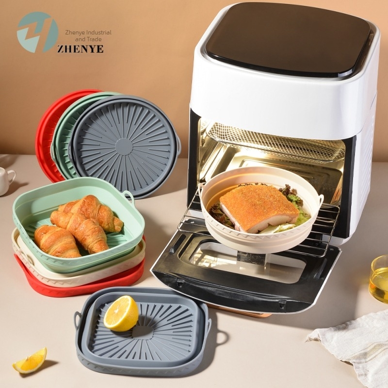 Air Fryer szilikon sütőedény, kör és négyzet alakú, szilikon alátéttel